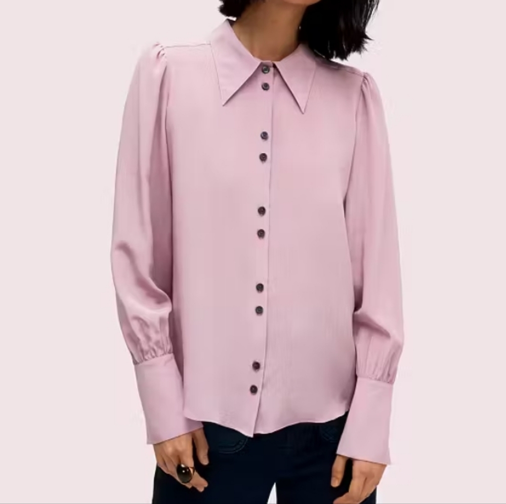 Kate Spade Silk Point Collar Blouse Pink